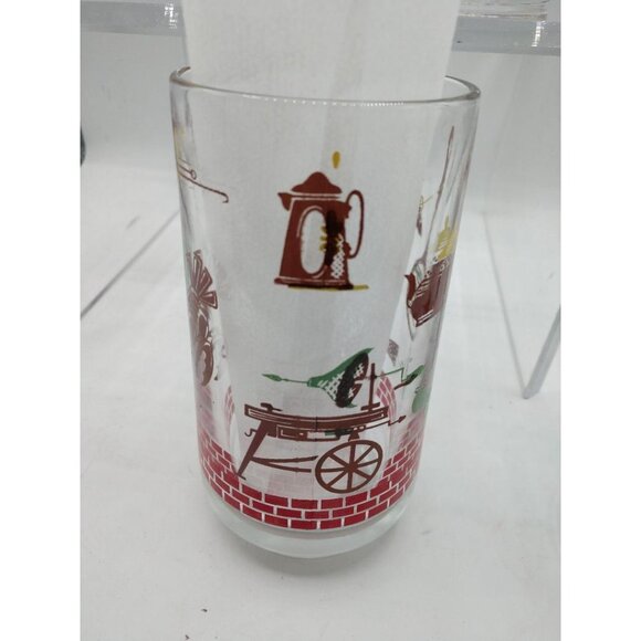 4 Hazel Atlas Vintage Kitchen-ThemedGlass Beer Mugs/1950's Root Beer W/Red Brick - Picture 6 of 9